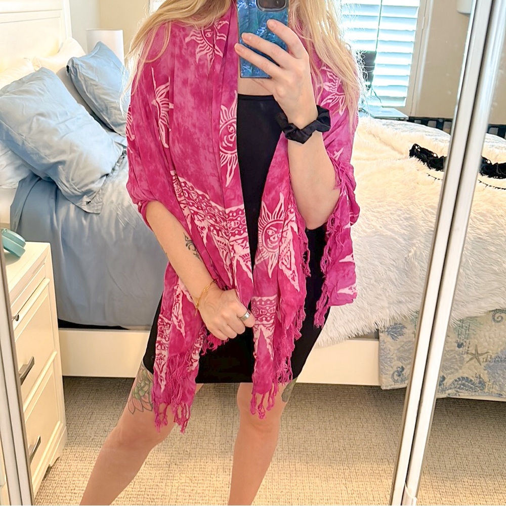 Hawaiian Pink Sun Sarong Wrap Swim Cover Up - Picture 6 of 8